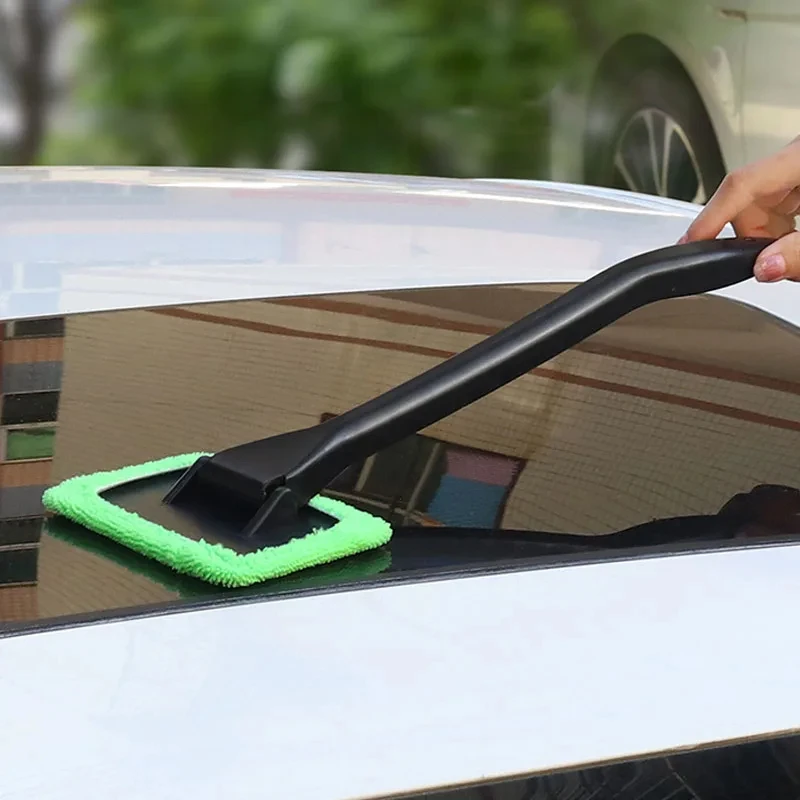 Interior Detailing Kit - 車のウィンドウクリーニングブラシキット,フロントガラス,マイクロファイバー,内部洗浄ツール,長いハンドル付きの自動ガラスワイパー