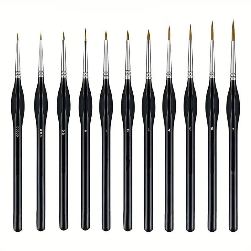 Detailing Brush Set - 【B】プロ仕様のミニチュアペイントブラシセット。ドライブラシ、マイクロディテールペイントブラシ、アクリル絵の具や水彩絵の具に適した細かい部分を描くための小さなブラシ。