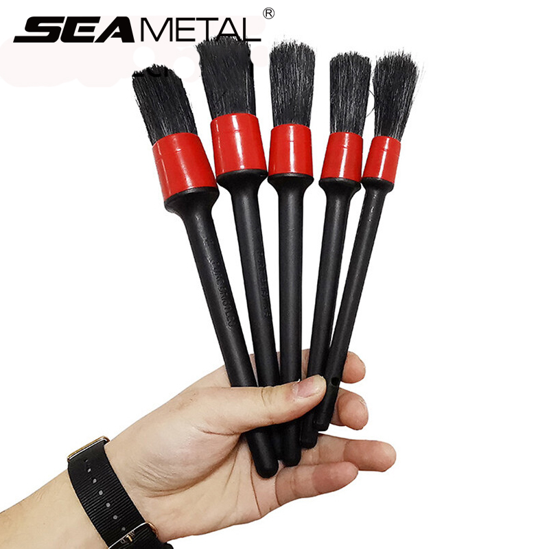 Interior Detailing Kit - SEAMETAL 5 個カーディテイリングブラシセット車のダッシュボードエアコン空気出口ホイールブラシ車のインテリアクリーニングツール