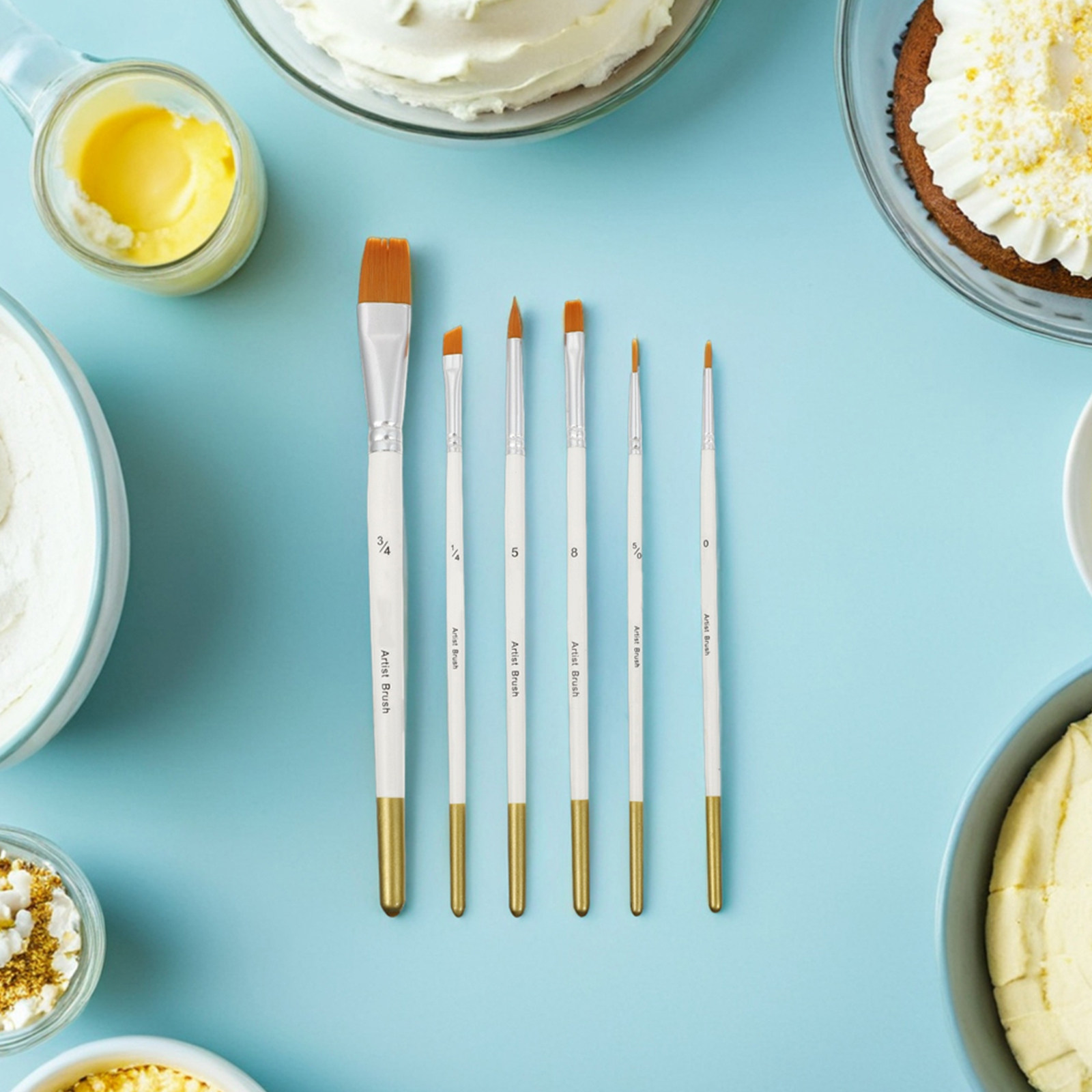 Detailing Brush Set - 12本セットのフォンダンケーキデコレーション用ブラシ。食品衛生基準を満たしたミニチュア用の細かいペイントブラシ。砂糖菓子やデザートのデコレーションに最適なツール。
